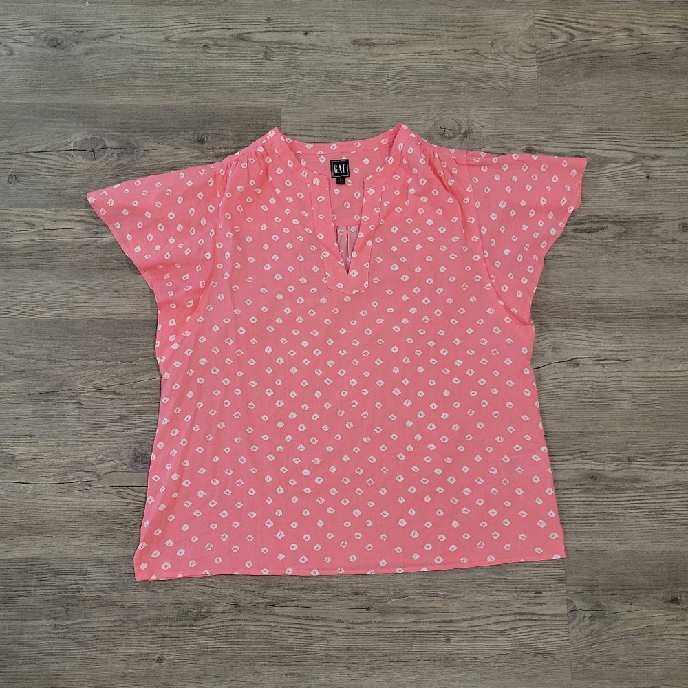 GAP Women's Pink Ruffle Sleeve Blouse Size Large Tall